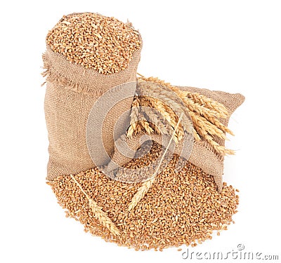 Sacks of wheat grains Stock Photo