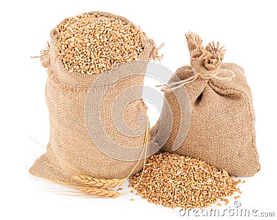 Sacks of wheat grains Stock Photo