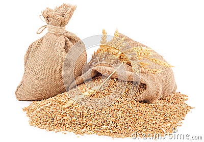 Sacks of wheat grains Stock Photo