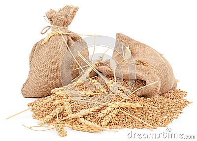 Sacks of wheat grains Stock Photo