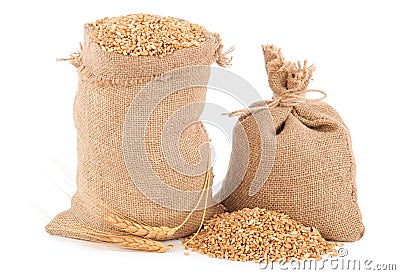 Sacks of wheat grains Stock Photo