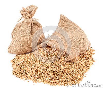 Sacks of wheat grains Stock Photo