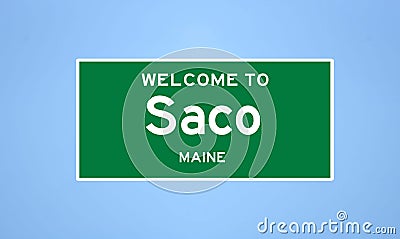 Saco, Maine city limit sign. Town sign from the USA. Stock Photo