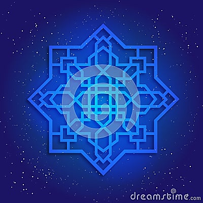 Sacral geometry figure in cosmic sky Vector Illustration