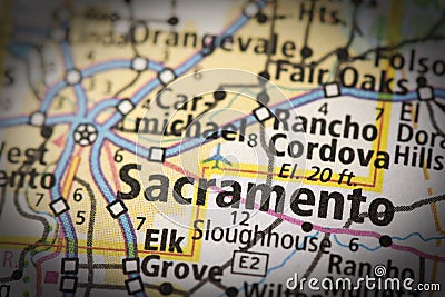 Sacramento on map Stock Photo