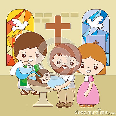 Sacraments of christianity cartoons Vector Illustration