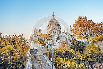 Facade of the Sacre-Coeur Basilica in Paris Editorial Stock Photo