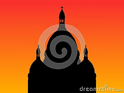 Sacre Coeur Basilica Paris Vector Illustration