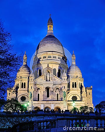 Sacre Coeur by Night Stock Photo