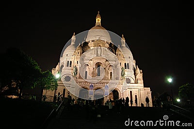 Sacre coeur in Paris at night Stock Photo