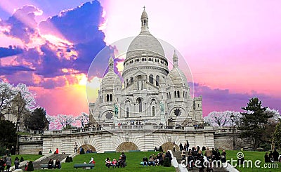 Sacre Cour Church - Paris, France Editorial Stock Photo