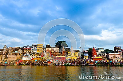 sacred banaras coast of ganga waterscape Editorial Stock Photo