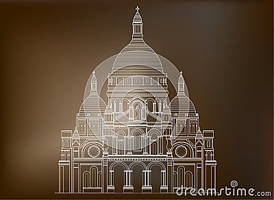 The sacred basilica Sacre Coeur in France - 3 Vector Illustration