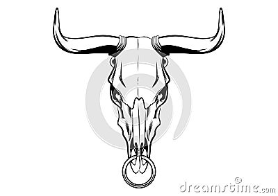 Sacred buffalo skull head Vector Illustration