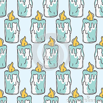 Sacred Candle Magic. Seamless Vector Pattern Drawing Vector Illustration