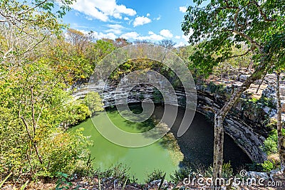 Sacred Cenote in Chichen Itza Stock Photo