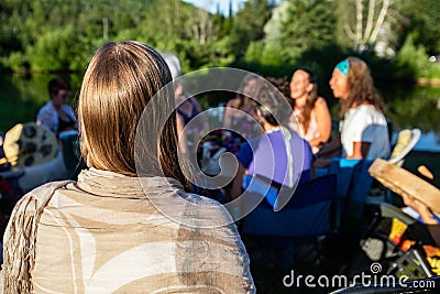 Sacred drums during spiritual singing. Editorial Stock Photo