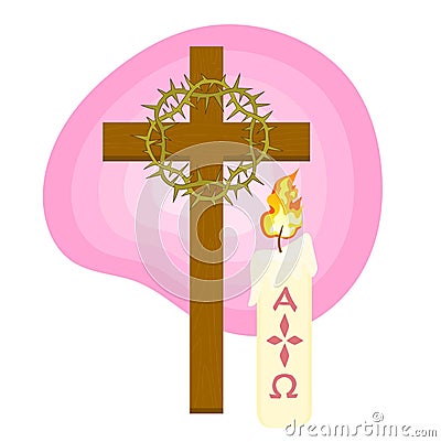 Sacred easter candle catholic symbol Vector Illustration