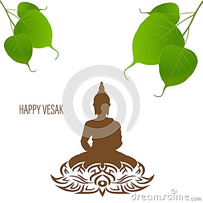 Sacred fig or Pipal tree leaf Buddha Purnima or Vesak day vector illustration Vector Illustration