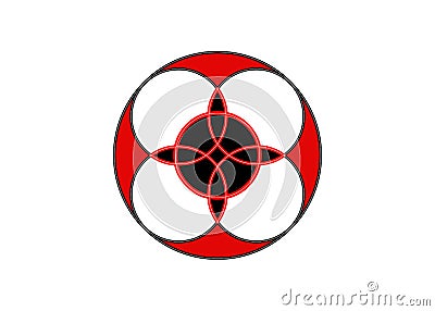 Sacred flower, Celtic like style linear star with circle symbol. Red logo design mystical sacred geometry, isolated Vector Illustration