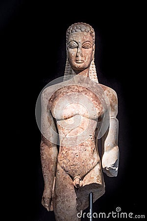 Sacred Gate kouros in Kerameikos archaeological museum in Athens Greece Editorial Stock Photo