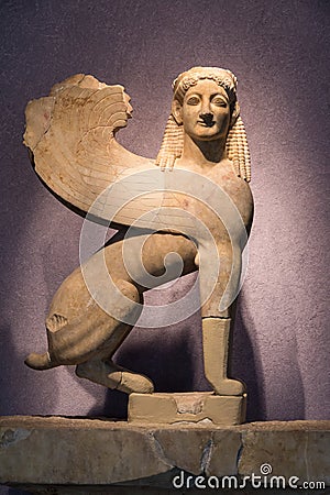 Sacred Gate Sphinx 560-550 BC in Kerameikos archaeological museum in Athens Greece Editorial Stock Photo