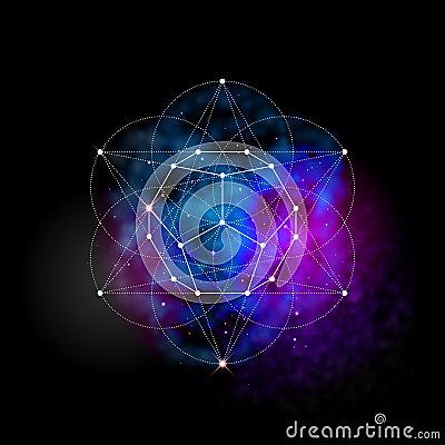 Sacred geometry. Flower of life pattern symbol Cartoon Illustration