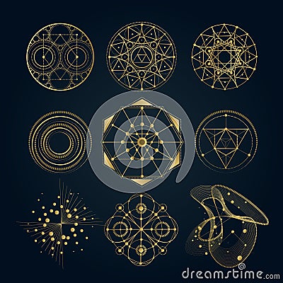Sacred geometry forms, shapes of lines, logo Vector Illustration