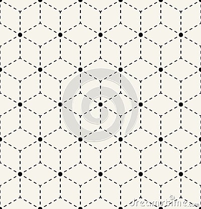 Sacred geometry grid graphic deco hexagon dashed pattern Vector Illustration