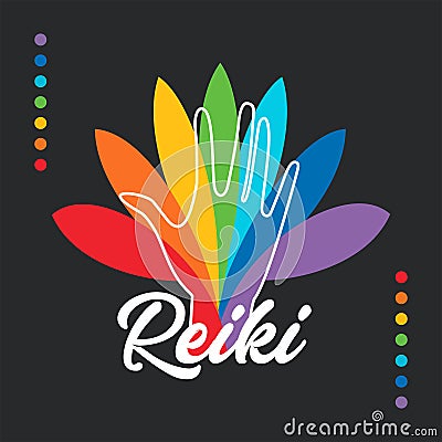 Reiki symbol. The word Reiki is made up of two Japanese words, Rei means `Universal` - Ki means `life force energy Vector Illustration