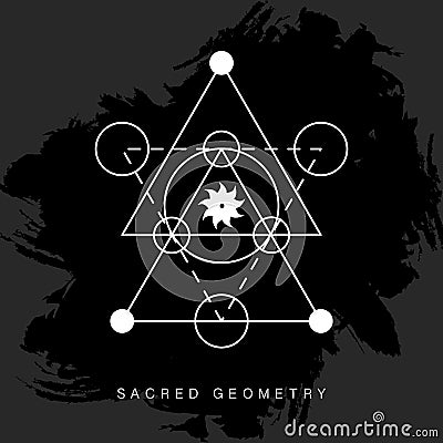 Sacred geometry sign on black grunge background Vector Illustration