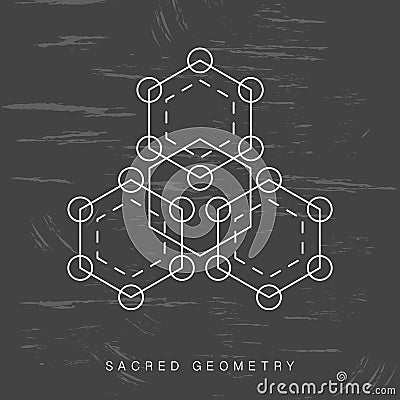 Sacred geometry sign on black grunge background Vector Illustration