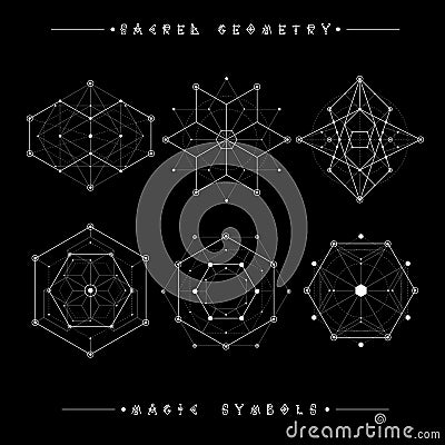 Sacred geometry signs. Alchemy, religion, philosophy, spirituality, hipster symbols and elements. geometric shapes Vector Illustration