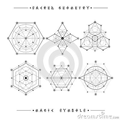 Sacred geometry signs. Alchemy, religion, philosophy, spirituality, hipster symbols and elements. geometric shapes Vector Illustration