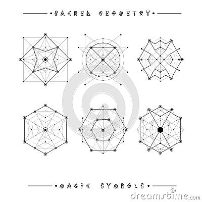 Sacred geometry signs. Alchemy, religion, philosophy, spirituality, hipster symbols and elements. geometric shapes Vector Illustration