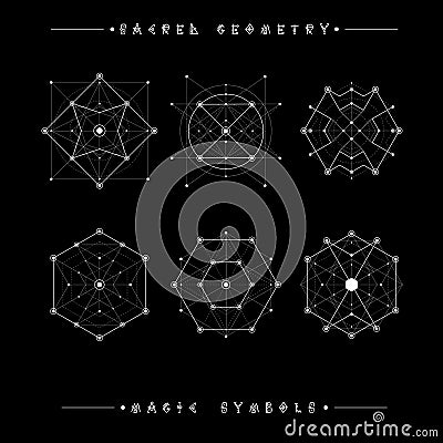 Sacred geometry signs. Alchemy, religion, philosophy, spirituality, hipster symbols and elements. geometric shapes Vector Illustration