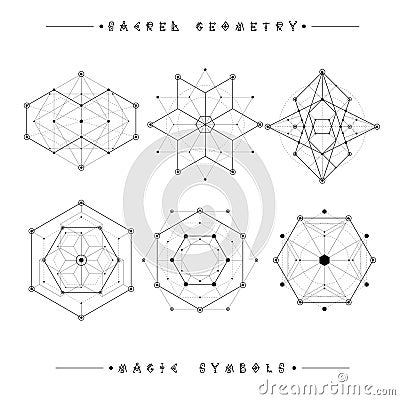 Sacred geometry signs. Alchemy, religion, philosophy, spirituality, hipster symbols and elements. geometric shapes Vector Illustration