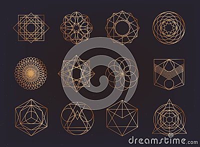 Sacred geometry symbols collection. hipster, abstract, alchemy, spiritual, mystic elements set. Vector Illustration