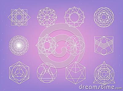 Sacred geometry symbols collection. hipster, abstract, alchemy, spiritual, mystic elements set. Vector Illustration