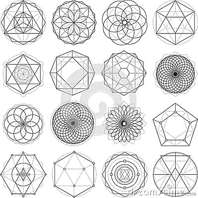 Sacred geometry symbols collection Vector Illustration