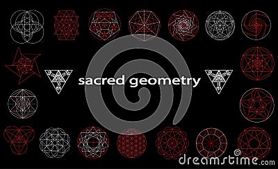 Sacred geometry symbols and signes vector illustration. Hipster tattoo. Flower of life symbol. Vector Illustration