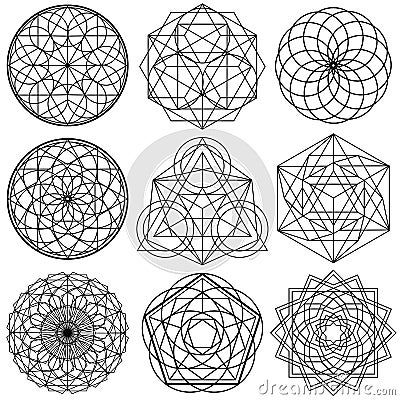 Sacred Geometry Symbols vector - set 02 Vector Illustration