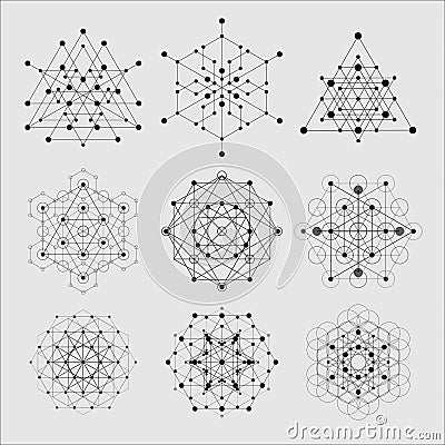 Sacred geometry vector design elements. Alchemy, religion, philosophy, spirituality, hipster symbols and elements. Vector Illustration