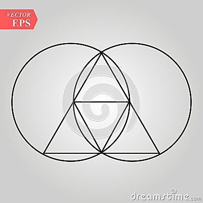 Sacred geometry - zen minimalism - vesca piscis -pointed oval figure used as an architectural feature and as an aureole enclosing Stock Photo