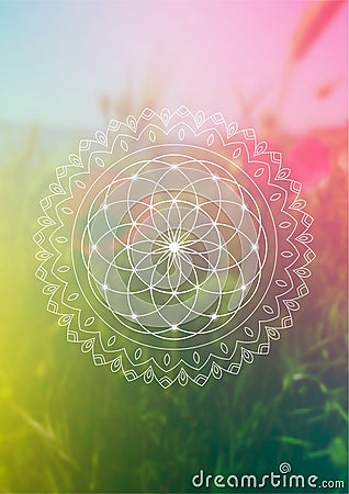 Sacred geometry zentangle inspired design template with oriental tribal ornaments. Stock Photo