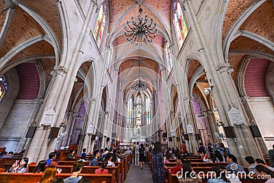 Sacred Heart Cathedral. is a Gothic Revival Roman Catholic cathedral in Guangzhou, China Editorial Stock Photo