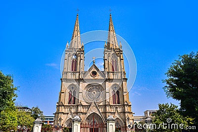 Sacred Heart Cathedral. is a Gothic Revival Roman Catholic cathedral in Guangzhou, China Editorial Stock Photo