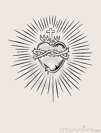 Sacred Heart of Jesus Vector Illustration