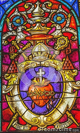 Sacred Heart Jesus Stained Glass Cathedral Saint Augustine Florida Editorial Stock Photo