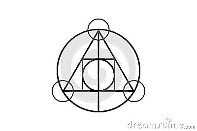 Sacred magic geometry , occult symbol , alchemical symbol showing the interaction between the four elements of matter symbolizing Vector Illustration